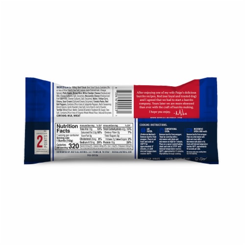 Red’s Steak & Cheddar Frozen Burrito Perspective: back