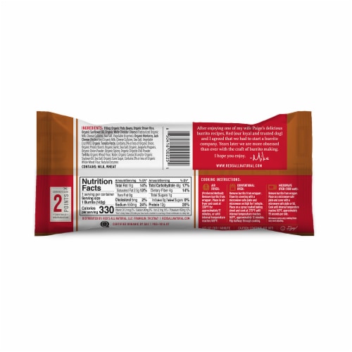 Red’s Organic Bean & Cheese Frozen Burrito Perspective: back