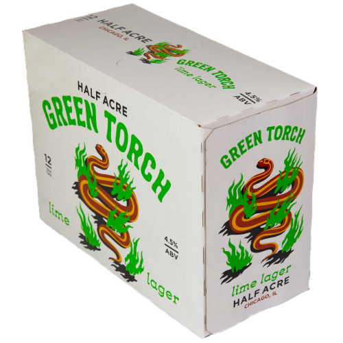 Half Acre Green Torch Lime Lager Craft Beer Perspective: back