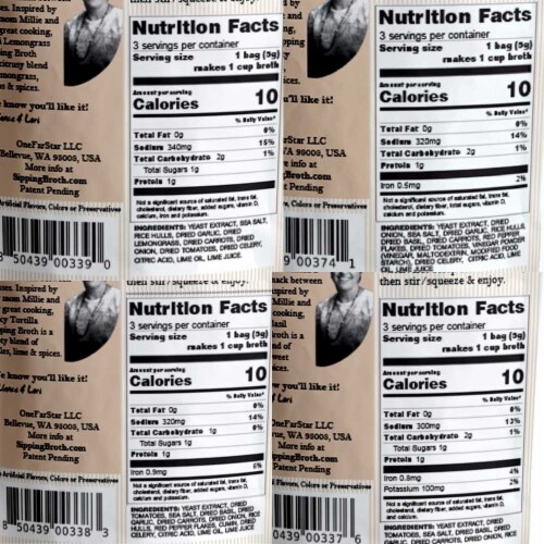 Millie's Sipping Broth 4 Flavor Assortment - 12 Count Perspective: back