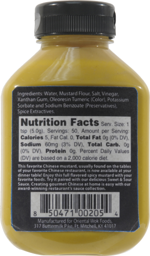 Oriental Wok Chinese Spicy Mustard Perspective: back