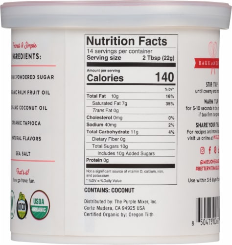 Miss Jones Baking Co. Organic Cream Cheese Frosting Perspective: back