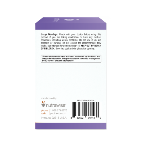 Youtheory Relax Natural Berry Flavor Instant-Mix Powder Packets Perspective: back