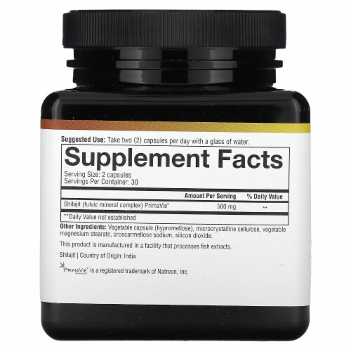 Youtheory Shilajit, Pure Himalayan Superfoood, Energy Support, 60 Vegetarian Capsules Perspective: back