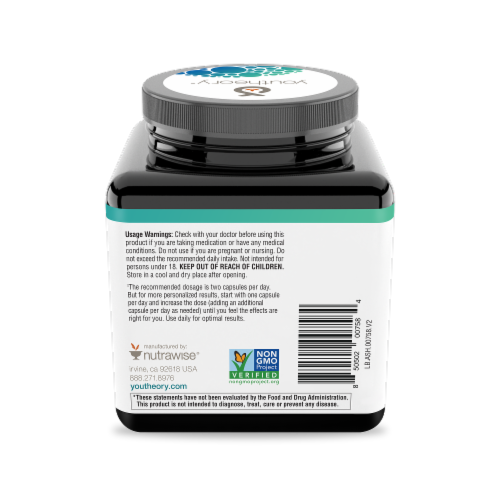 Youtheory® Ashwagandha Vegetarian Capsules 1000mg Perspective: back