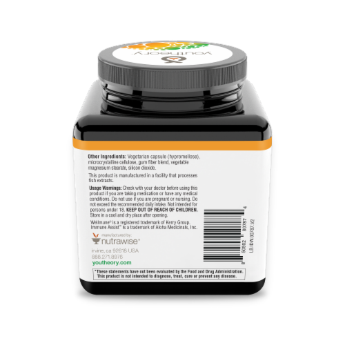 Youtheory® Immune + Daily Wellness Vegetarian Capsules Perspective: back