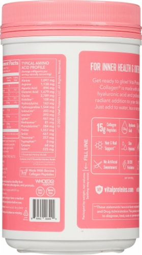 Vital Proteins Beauty Collagen Strawberry Lemon Dietary Supplement Perspective: back