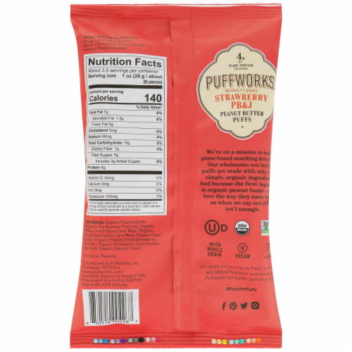 Puffworks Strawberry PB and J Peanut Butter Puffs Perspective: back