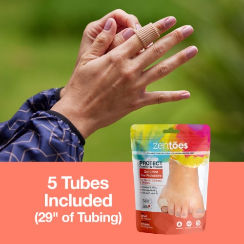 ZenToes Open Toe Tubes Fabric Gel Lined Sleeves Protect Corns, Blisters - 5 Pack (Small) Perspective: back