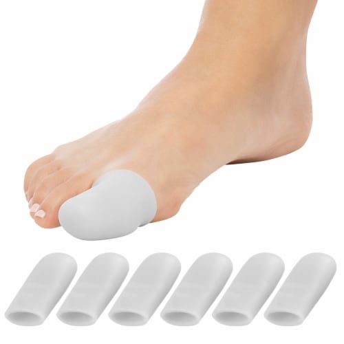 ZenToes 6 Pack Gel Toe Caps - Cushions and Protects Big Toes from Rubbing - (Large, White) Perspective: back