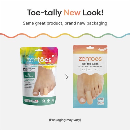 ZenToes 6 Pack Gel Toe Caps - Cushions and Protects Toes from Rubbing - (Small, Beige) Perspective: back
