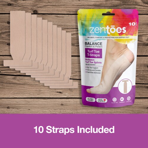 ZenToes Turf Toe T-Strap Moleskin Splint Adhesive Straightener for Big Toe Injuries - 10 Pack Perspective: back