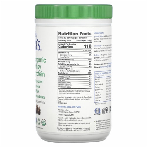 simply tera's® Organic Dark Chocolate Cocoa Whey Protein Powder Perspective: back