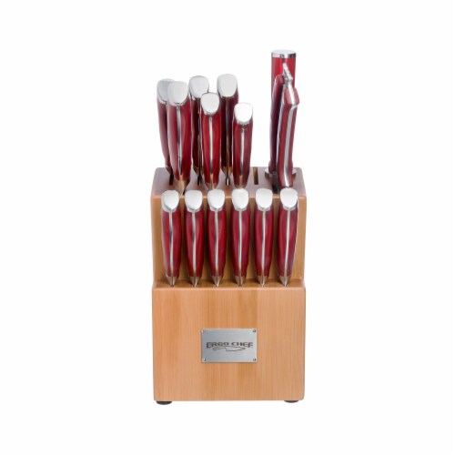 Ergo Chef Crimson 15 Piece Knife Block Set Perspective: back
