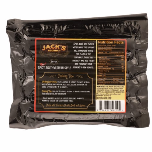 Jack’s® Gourmet Delicious and Kosher Spicy Southwestern Style Sausage Perspective: back