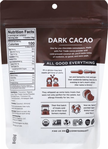 Emmy's Organics Dark Cacao Cookies Perspective: back