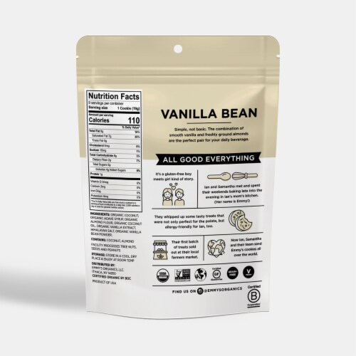 Emmy's Organics Organic Vanilla Bean Coconut Cookies Perspective: back