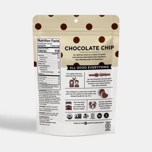 Emmy's Organics Organic Chocolate Chip Coconut Cookies Perspective: back