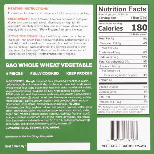 Wow Bao Whole Wheat Vegetable Frozen Meal Perspective: back