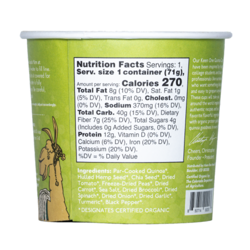Keen One Quinoa Garden Medley Quinoa Cup Perspective: back