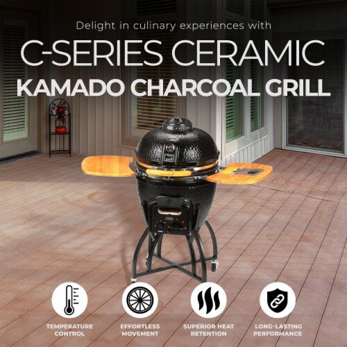 Vision Grills C Series Ceramic Kamado Charcoal Grill with Super Bundle Black 1 Piece Foods Co