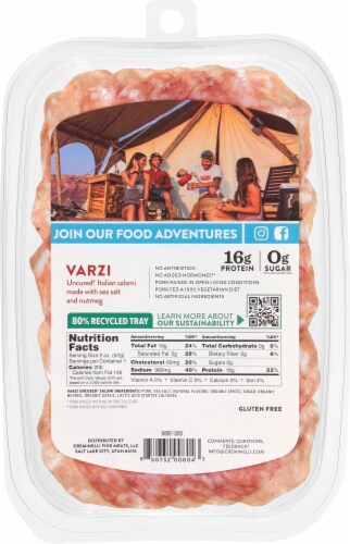 Creminelli Fine Meats™ Varzi With Sea Salt and Nutmeg Uncured Italian Salami Perspective: back