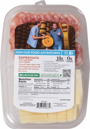 Creminelli Fine Meats™ Sopressata Uncured Italian Salami & Monterrey Jack Cheese Perspective: back