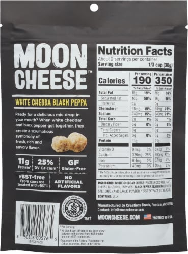 Moon Cheese™ White Chedda Black Peppa Crunchy Bites Perspective: back