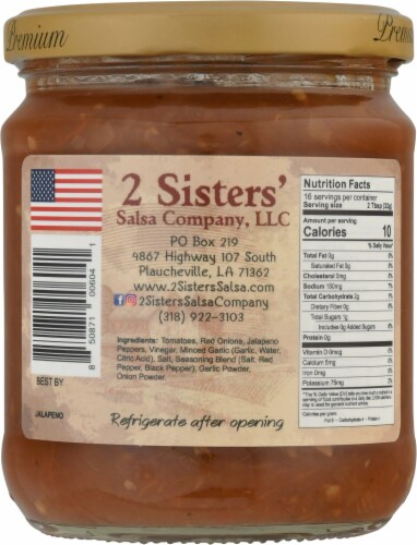 2 Sisters Salsa Company Jalapeno Salsa Perspective: back