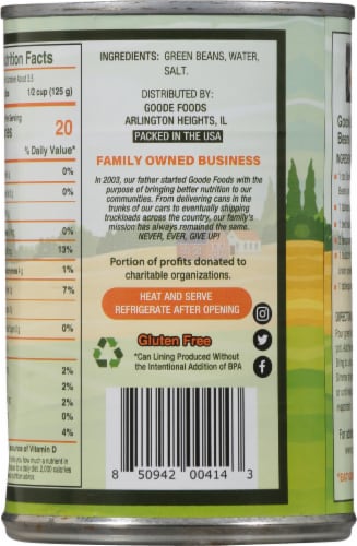 Goode Foods All Natural Canned Cut Green Beans Perspective: back