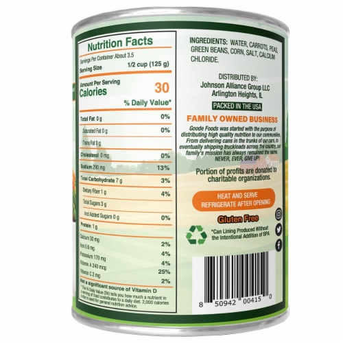 Goode Foods All Natural Mixed Vegetables Perspective: back