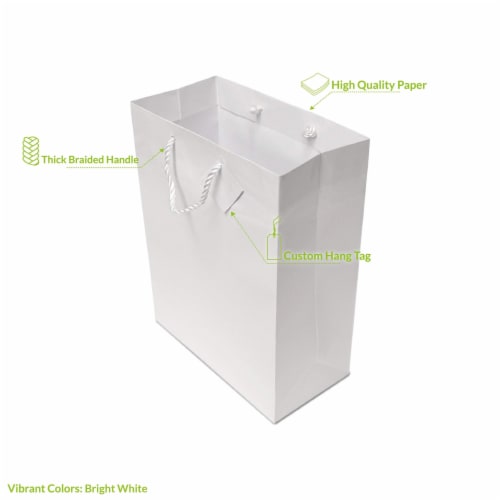 Occasionall Designer White Paper Gift Wrap Bags with Handles Solid Colors Bulk 12Pk 7.5x3.5x9 Perspective: back