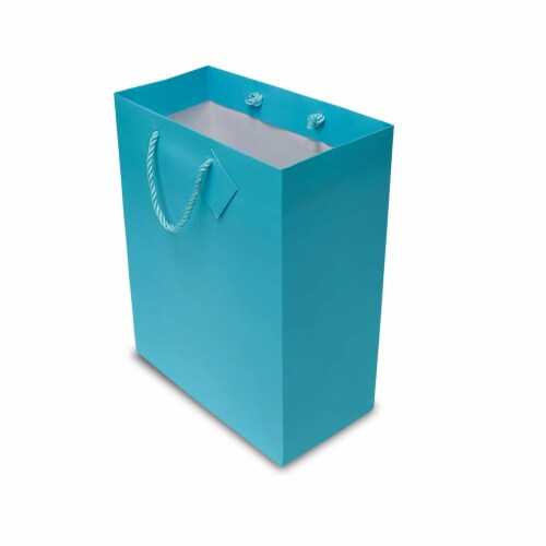 Occasionall Large Turquoise Paper Gift Wrap Bags With Handles Solid Colors Gift 12 Pk 10x5x13 Perspective: back