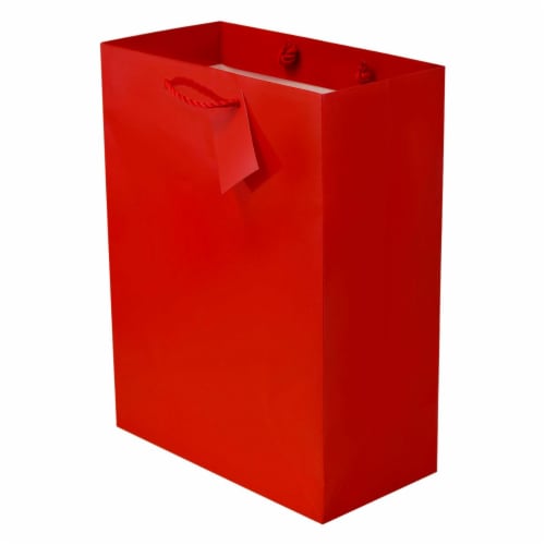 Occasionall Designer Red Paper Gift Wrap Bags with Handles Solid Colors Bulk 12 Pcs 10x5x13x5 Perspective: back