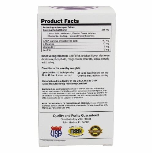 Vital Planet Calm for Dogs, 60 Chewable Tablets Perspective: back