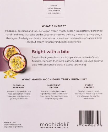 Mochidoki™ Vegan Passion Fruit Ice Cream Mochi Perspective: back