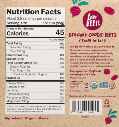 Nutrition in on sale beets cooked
