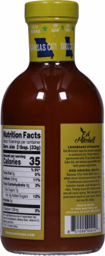 True Made Foods Less Sugar Kansas City BBQ Sauce Perspective: back