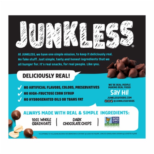 Junkless Chocolate Chip Chewy Granola Bars Perspective: back