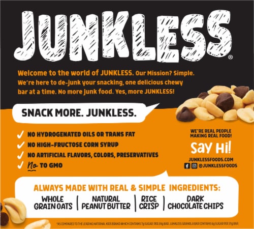 Junkless Peanut Butter Chocolate Chip Chewy Granola Bars Perspective: back