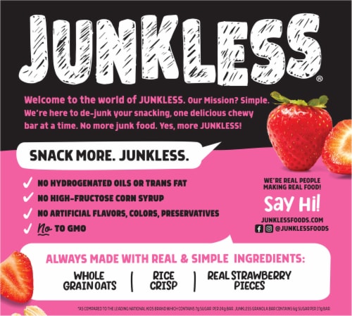 Junkless Strawberry Chewy Granola Bars Perspective: back