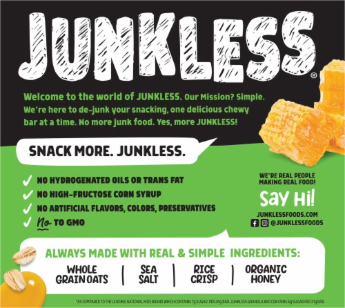 Junkless Oats & Honey Chewy Granola Bars Perspective: back