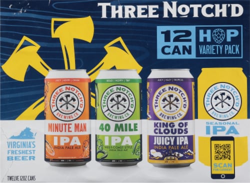 Three Notch'd Hop Variety Pack Beer Cans Perspective: back