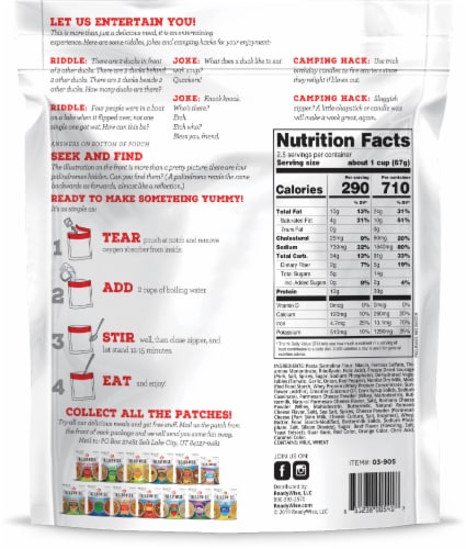 ReadyWise Adventure Meals Lasagna with Sausage Entree Perspective: back
