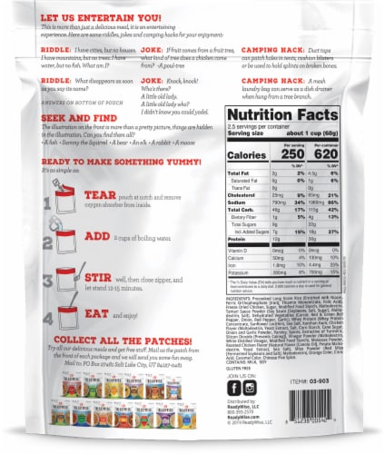 ReadyWise Adventure Meals Teriyaki Chicken and Rice Entree Perspective: back