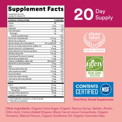 SmartyPants Women's Multi & Omegas 3 Fish Oil Gummy Vitamins with D3, C & B12 - 120ct Perspective: back