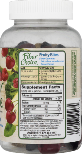 Fiber Choice Fruity Bites Fiber Supplement Perspective: back