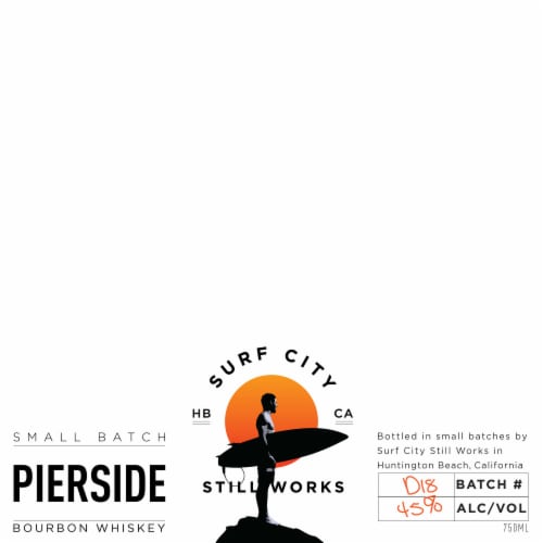 Surf City Still Works Aged 1 Years Pierside Small Batch Indiana Bourbon Whiskey Perspective: back