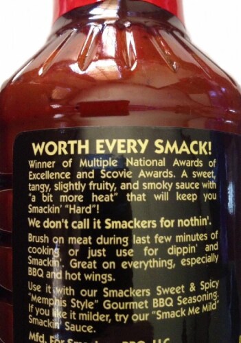 Smackers Smack Me Hard Hot Smackin' Sauce Perspective: back