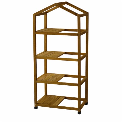 VT Nursery - 4 Tier Wooden Greenhouse FSC 100% Natural (with PE cover) Perspective: back
